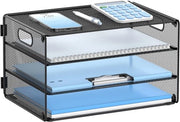Cassetto per lettere - Organizzatore di carta - 3 livelli - Nero - Metallo