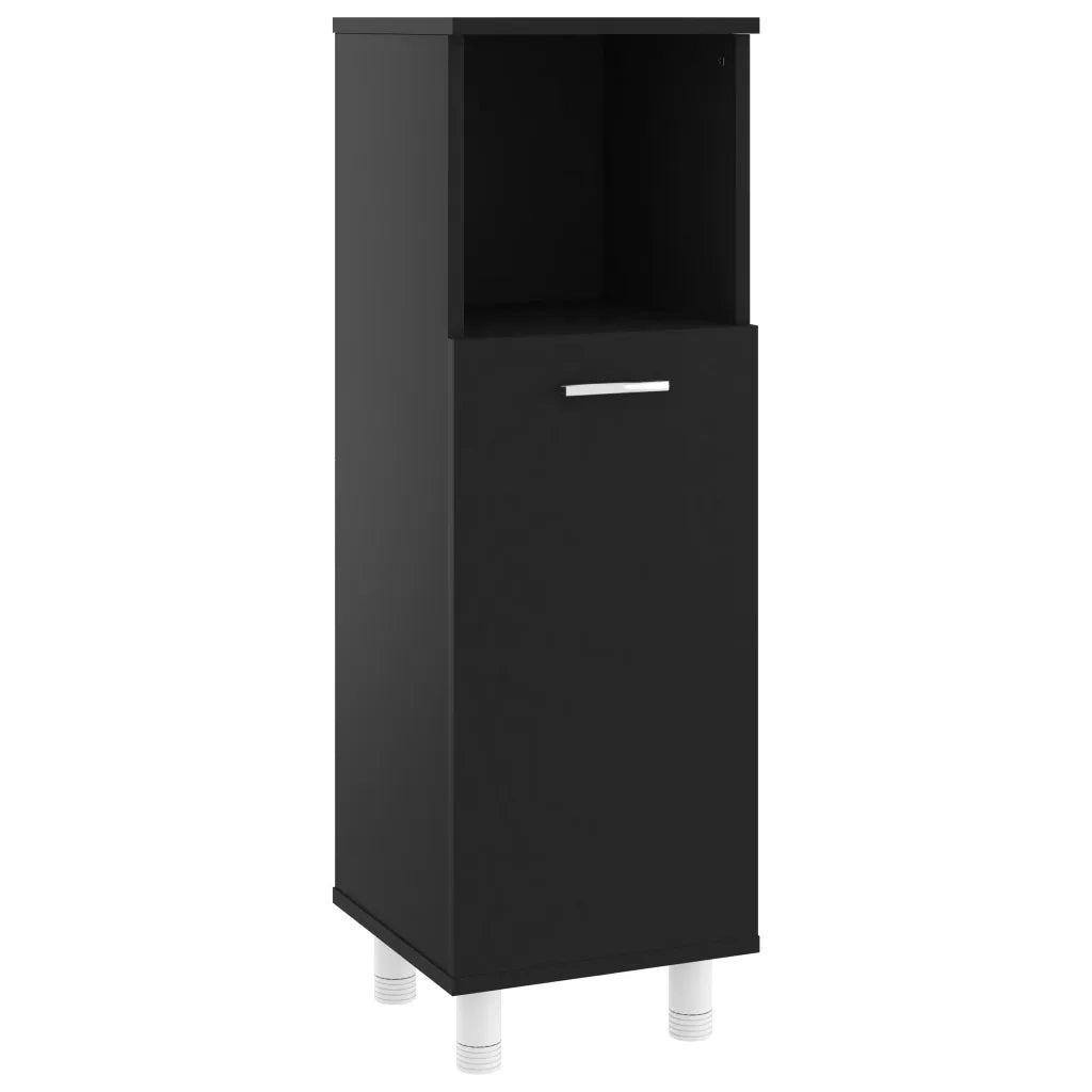 Elegante mobiletto da bagno con vano contenitore 30 x 30 x 95 cm in truciolato nero 02_0047720