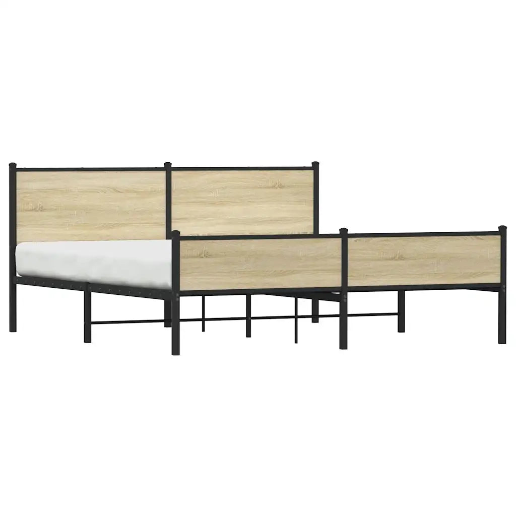 vidaXL Giroletto senza Materaso in Metallo Rovere Sonoma 183x213 cm
