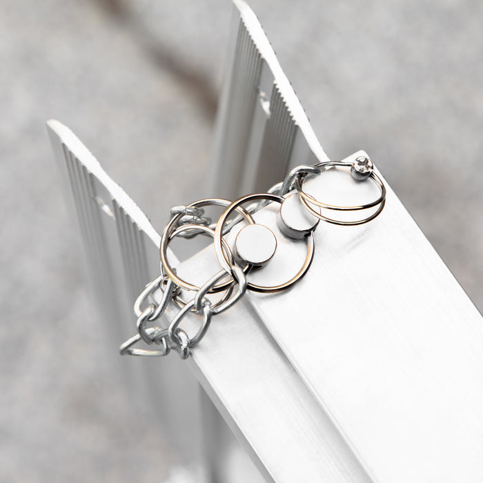 Rampa per Sedia a Rotelle e Scooter per Disabili 305x73.5x5 cm Pieghevole e Antiscivolo in Alluminio Argento