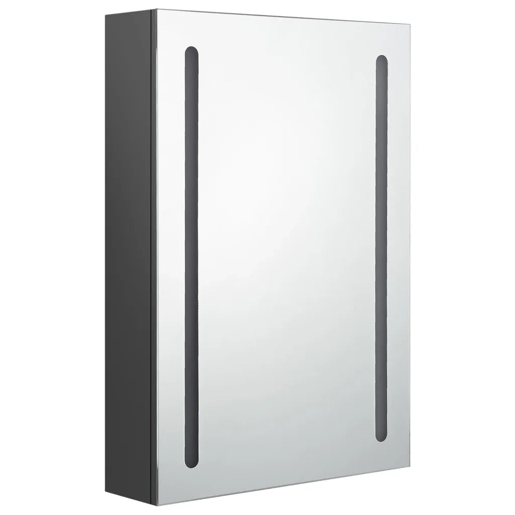 Armadietto Bagno con Specchio e LED Grigio 50x13x70 cm 326497