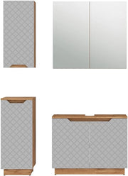 Set di mobili da bagno Lotta, Grigio, 79.6 cm, composto da mobile sottolavabo, specchiera, armadio medio e pensile