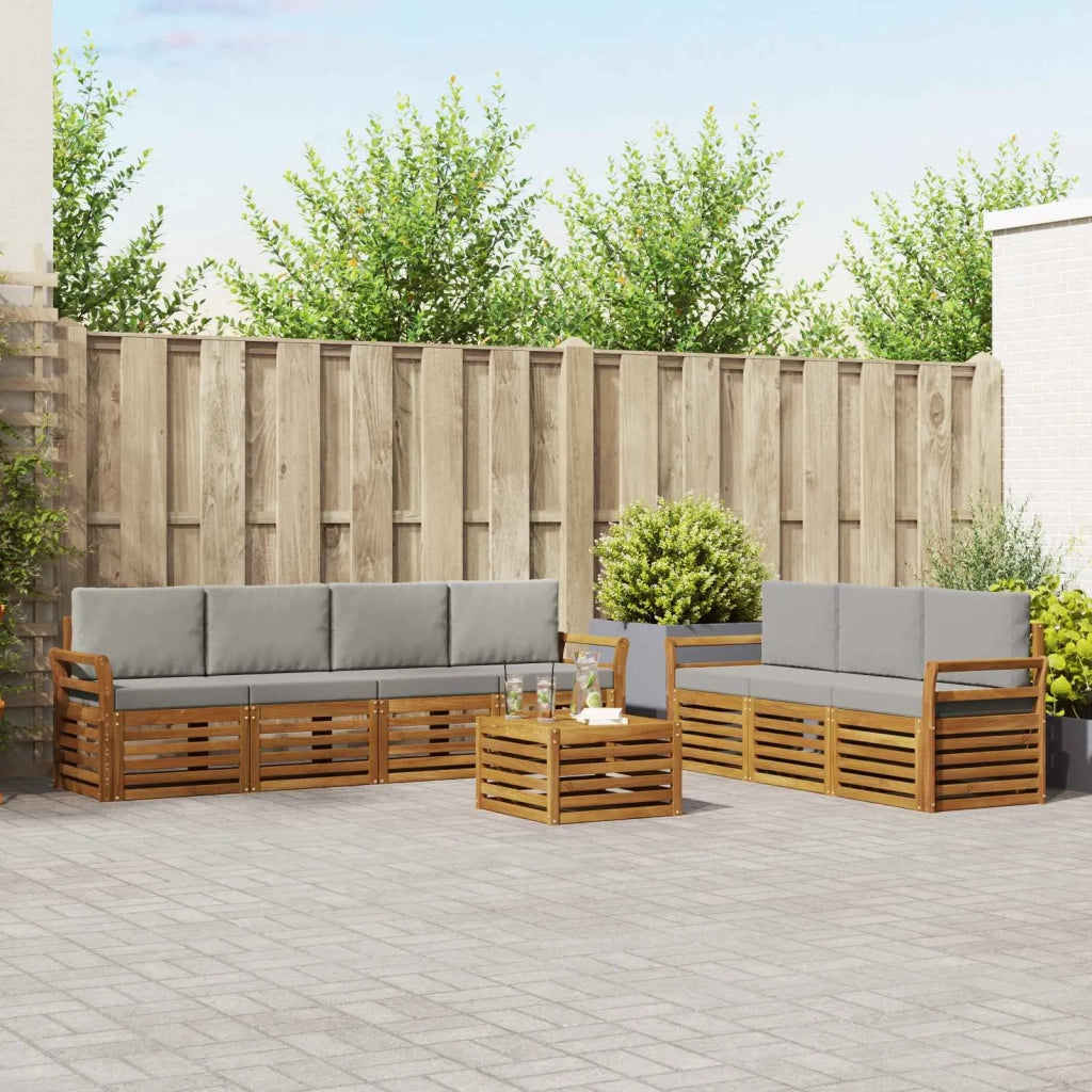 Set divani con cuscino 8 pcs Grigio Naturale e Chiaro 3374491