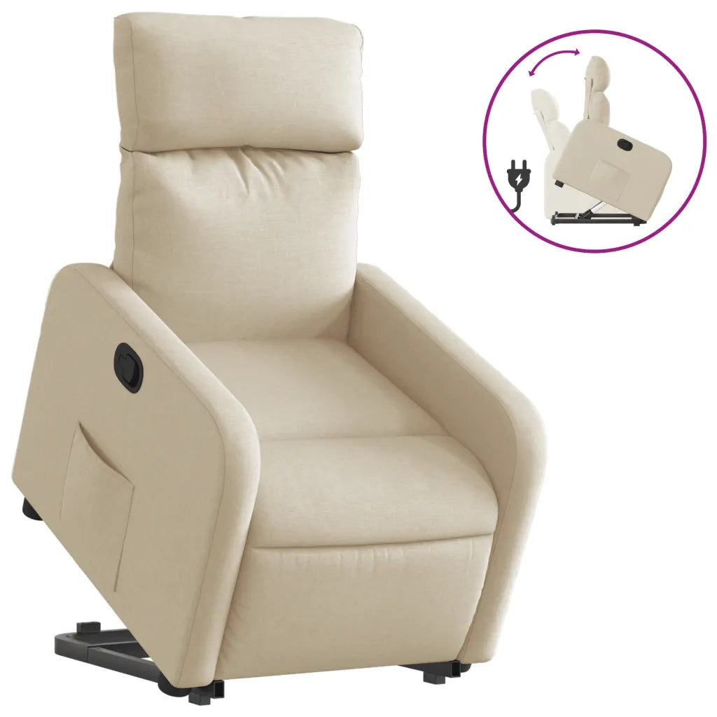 Poltrona Alzapersona Reclinabile Crema in Tessutocod mxl 133065