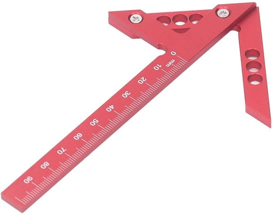 Strumento di marcatura per legno in lega di alluminio - 45°/90° - Finitura lucida - Portata 100 mm