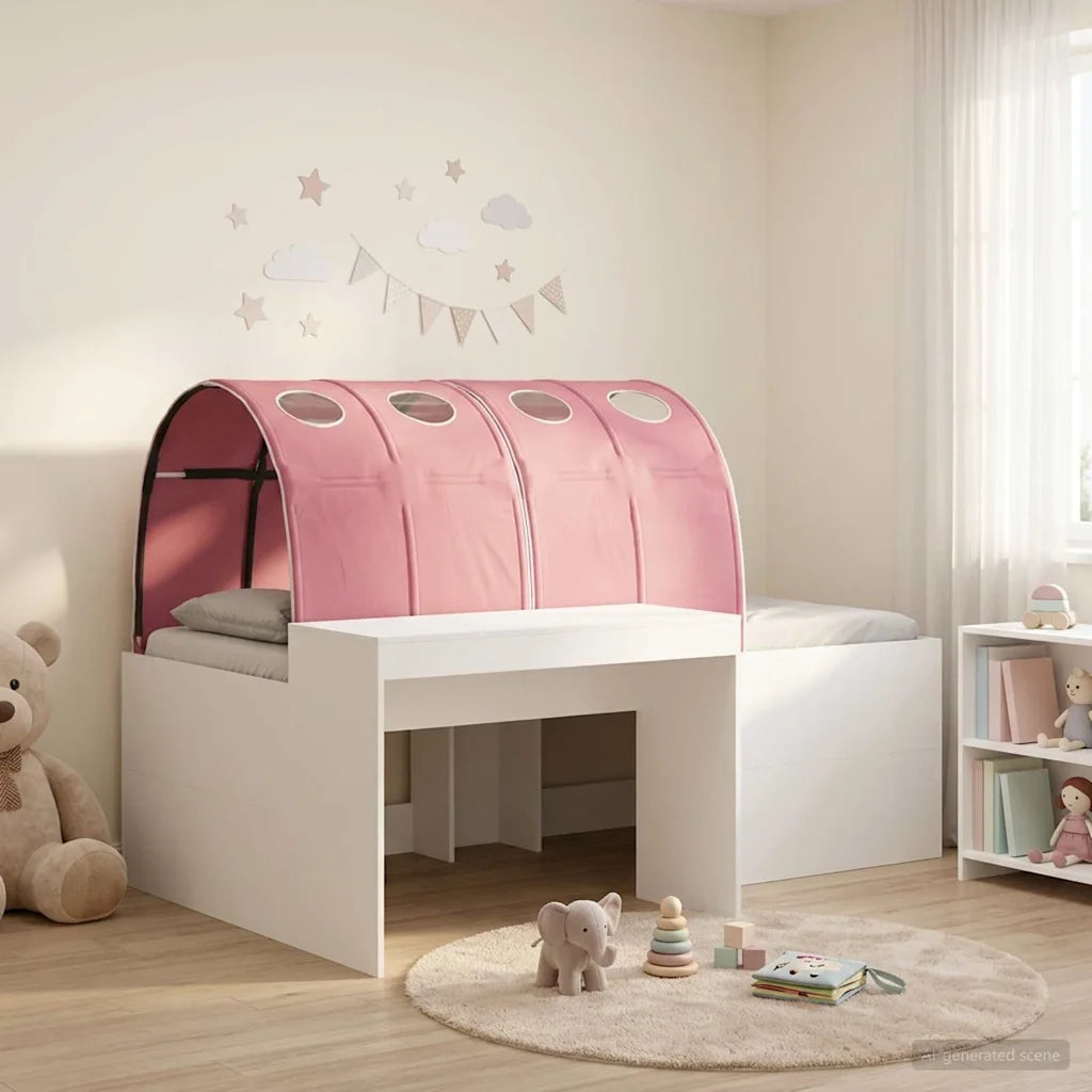 Letto con Tunnel 4 pcs Rovere Artigianale e Rosa