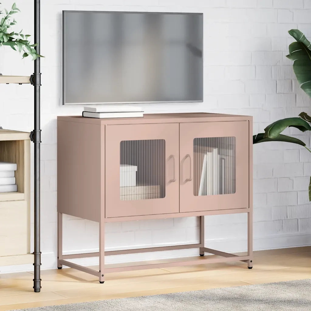 Mobile TV-Credenza per TV-Console TV Rosa 68x39x60,5 cm in Acciaio Laminato a Freddo