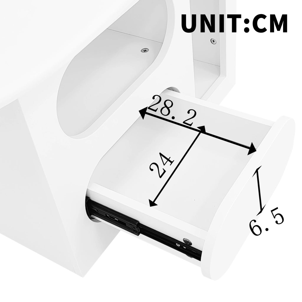 OKWISH Tavolino da Salotto a Forma di Nuvola con 2 Cassetti e Vani Aperti, Bordi Curvi, per Soggiorno, 97×45×43,5 cm