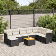 Set Divani da Giardino 9 pz con Cuscini Nero in Polyrattan 3325773