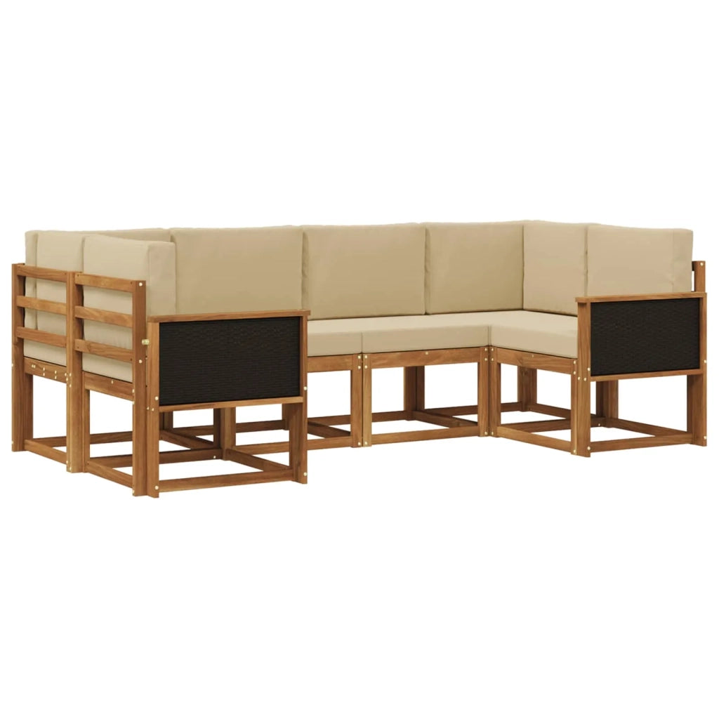 Set di divani da esterno 6 pz Naturale e Beige 3385484