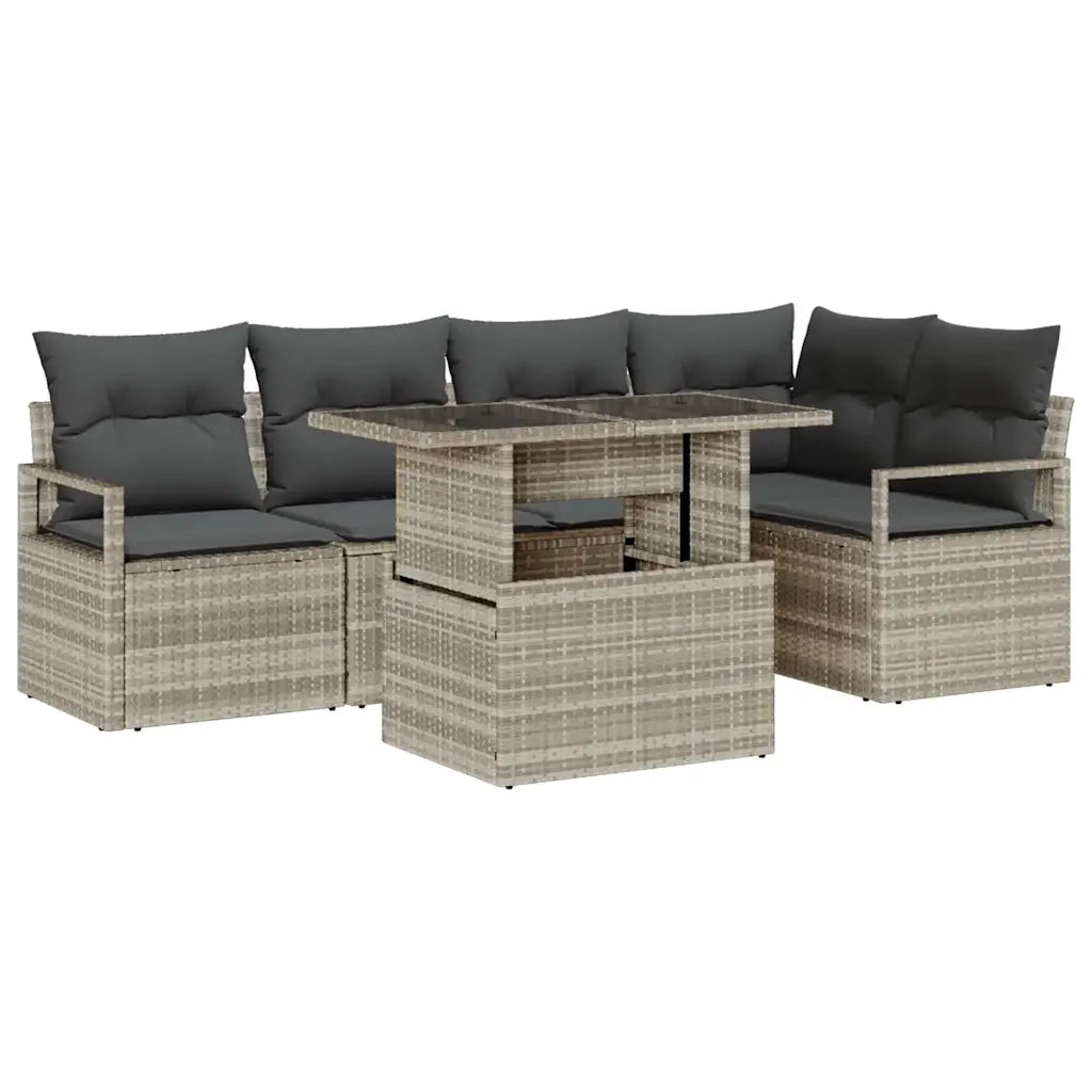 Set Divano da Giardino 6 pcs Grigio chiaro polyrattan 3348828