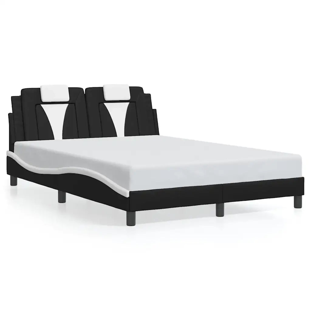 Giroletto Viana senza Materasso-Struttura Letto Nero e Bianco 140x190 cm in Similpelle