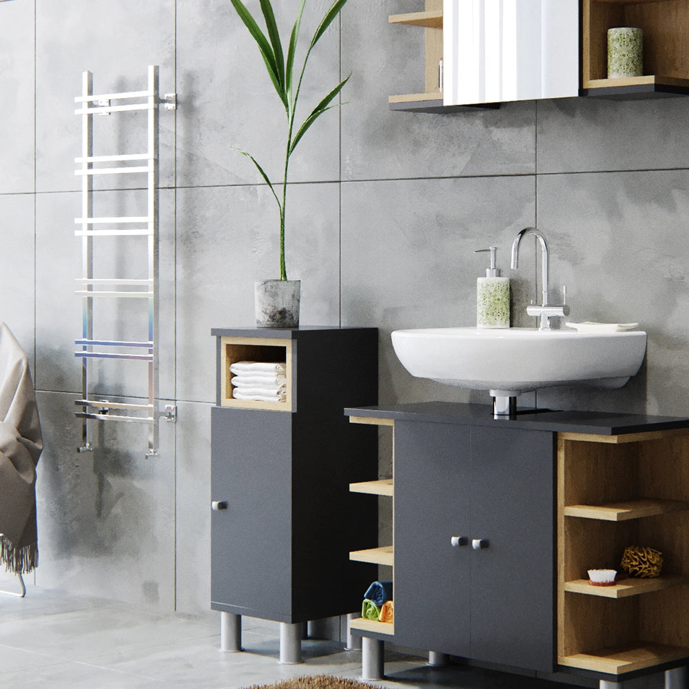 Vicco Set mobili bagno Antracite 3 parti