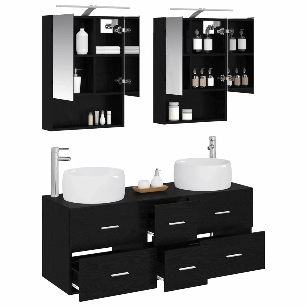Set di mobili per il bagno 5 pcs Rovere Nero 3407040