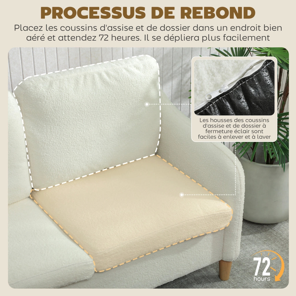 Divano 2 posti in tessuto con cuscini ¨C zephmum ¨C 137x69x82 cm crema