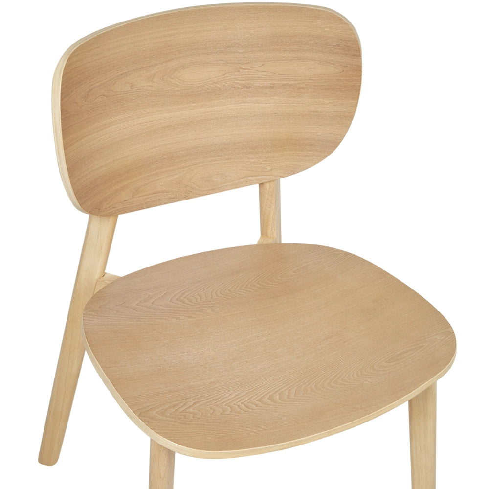 Set di 2 sedie da pranzo con struttura e gambe in legno di gomma chiaro stile minimalista