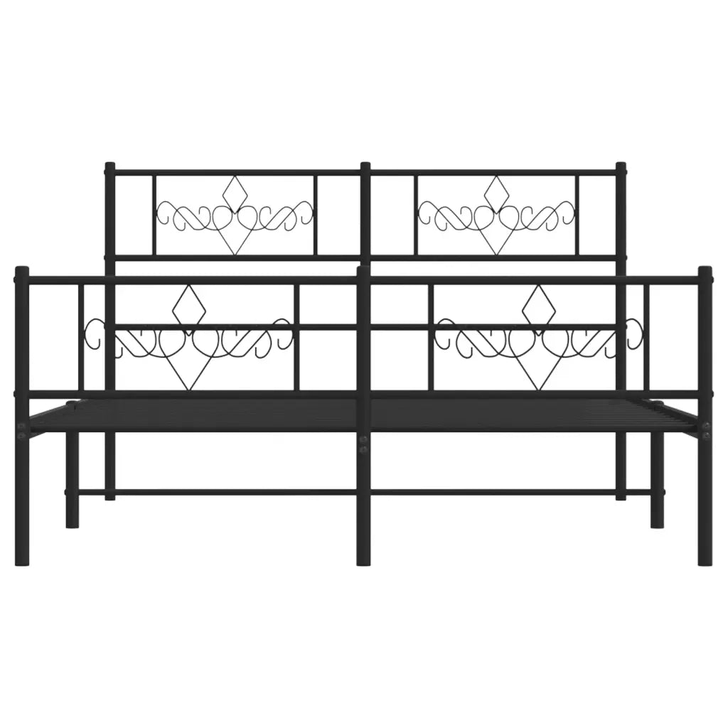 Giroletto con Testiera e Pediera-Struttura Letto Metallo Nero 120x190 cm 500536