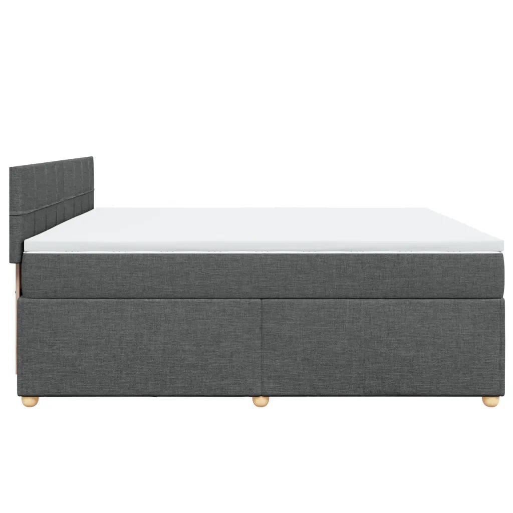 Giroletto a Molle con Materasso Grigio Scuro 200x200 cm Tessuto