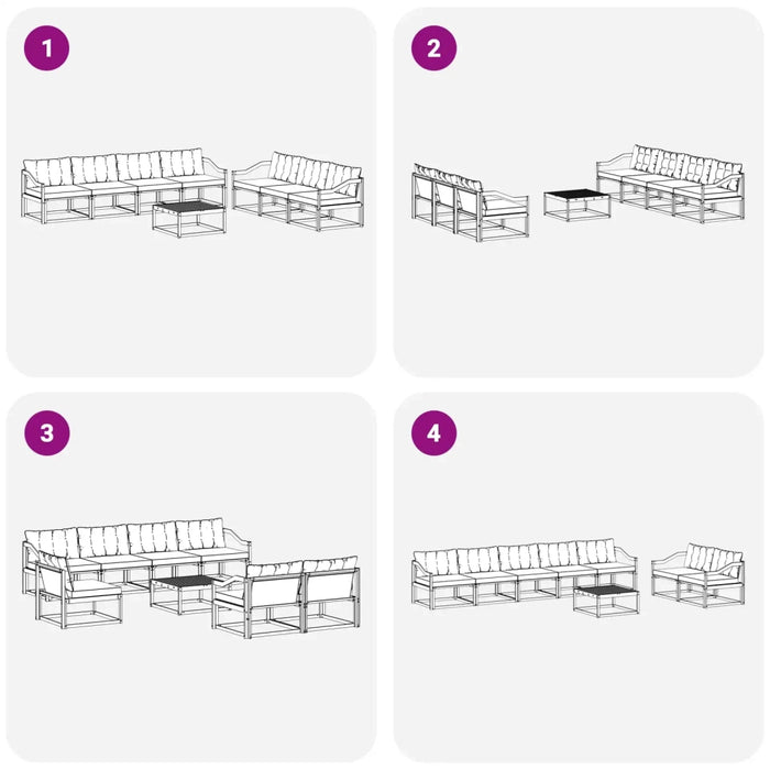 Set di divani da esterno con cuscino 8 pcs Naturale e Nero 3369275