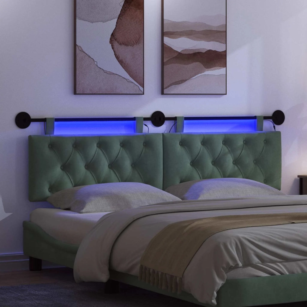 Testiera sospesa Con luce LED Verde Mare Velluto 3424677