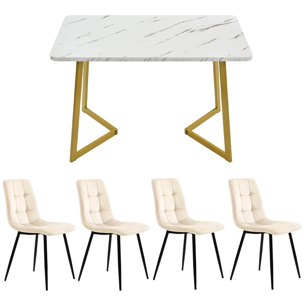 Tavolo da pranzo con 4 sedie moderno; MDF; beige