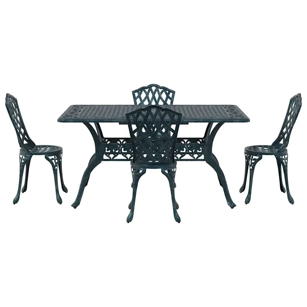 Set da Pranzo per Giardino 5 pcs Verde Alluminio