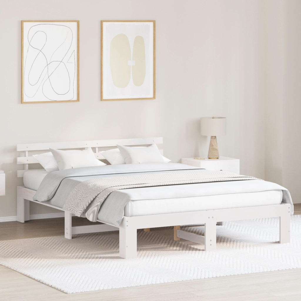 Struttura Letto Bianca in Legno Bianca Legno 150 x 200 cm