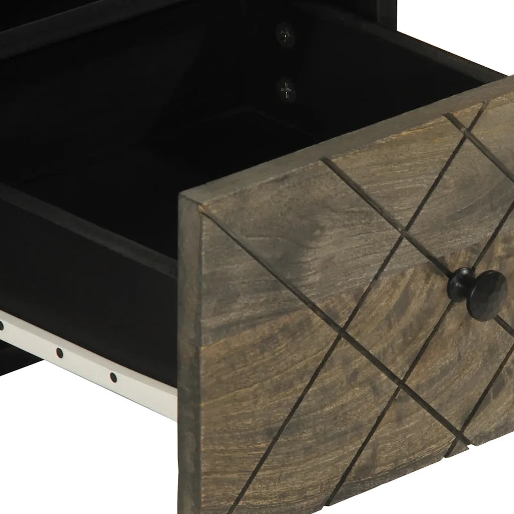 Mobile Porta TV Nero 70x33x46 cm in Legno Massello di Mango 4017685