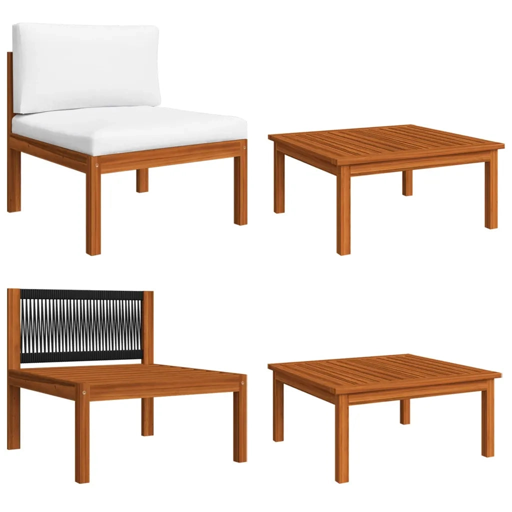 Set Divani da Giardino 7 pz con Cuscini Crema Massello Acacia cod mxl 37839