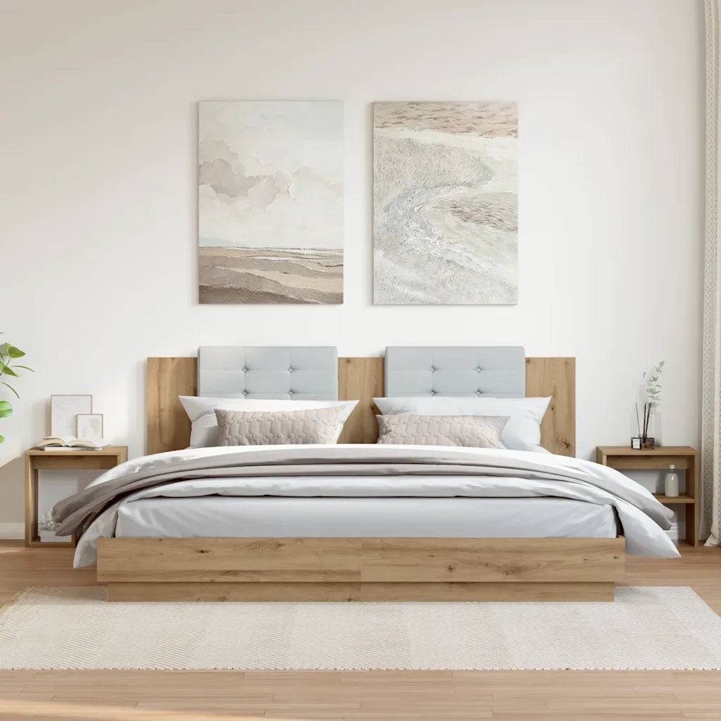 Comodini 2pz Rovere Artigianale 40x30x40 cm in Truciolato 856529
