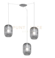SOSPENSIONE CROMO 3 LUCI SPOSTABILE VETRI FUME 1181CR-S3 S-FU