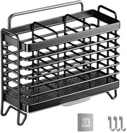 Sostegno per Utensili da Cucina - 3 Compartimenti - Scarico Acqua
