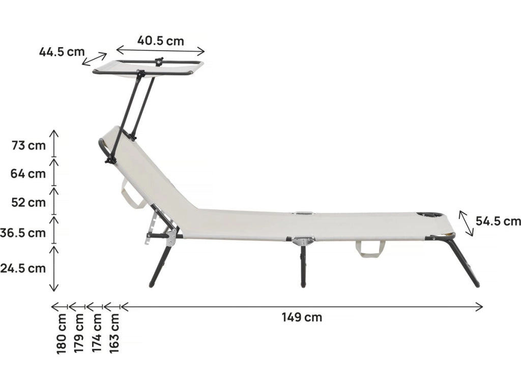 Set di 2 lettini prendisole pieghevoli "Lazy" - Con parasole - Beige