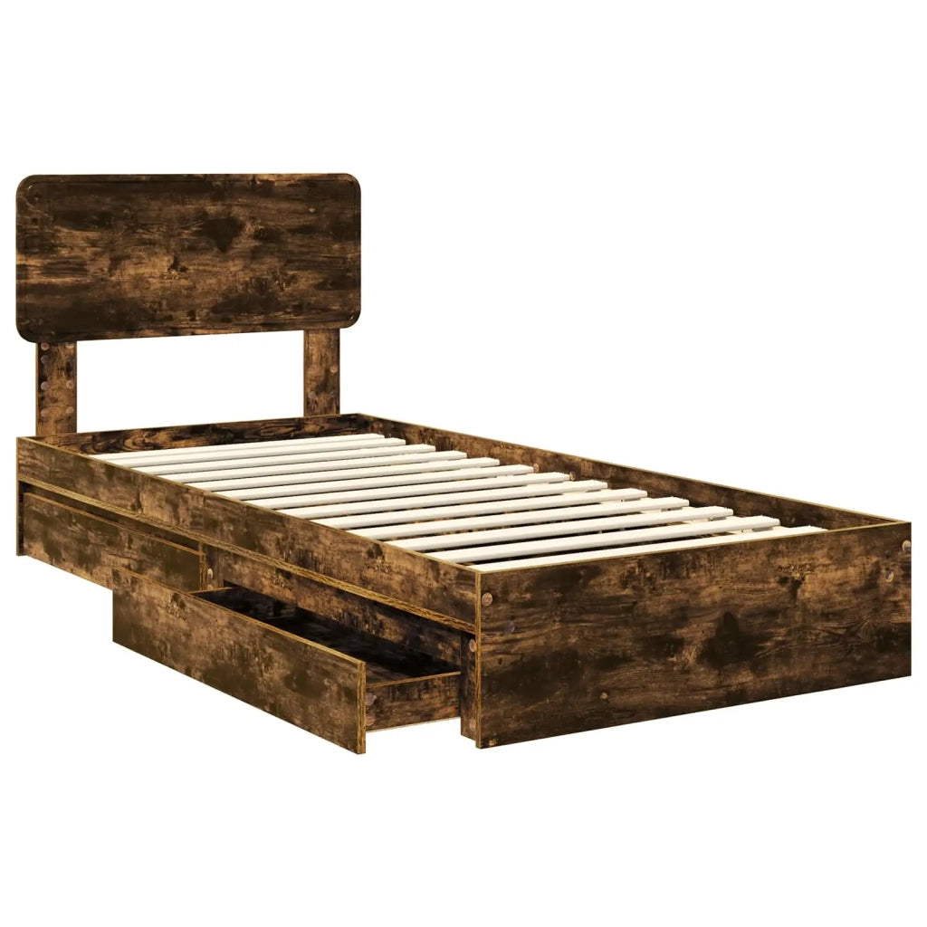 Letto con Contenitore Rovere fumé 90 x 200 cm Legno multistrato