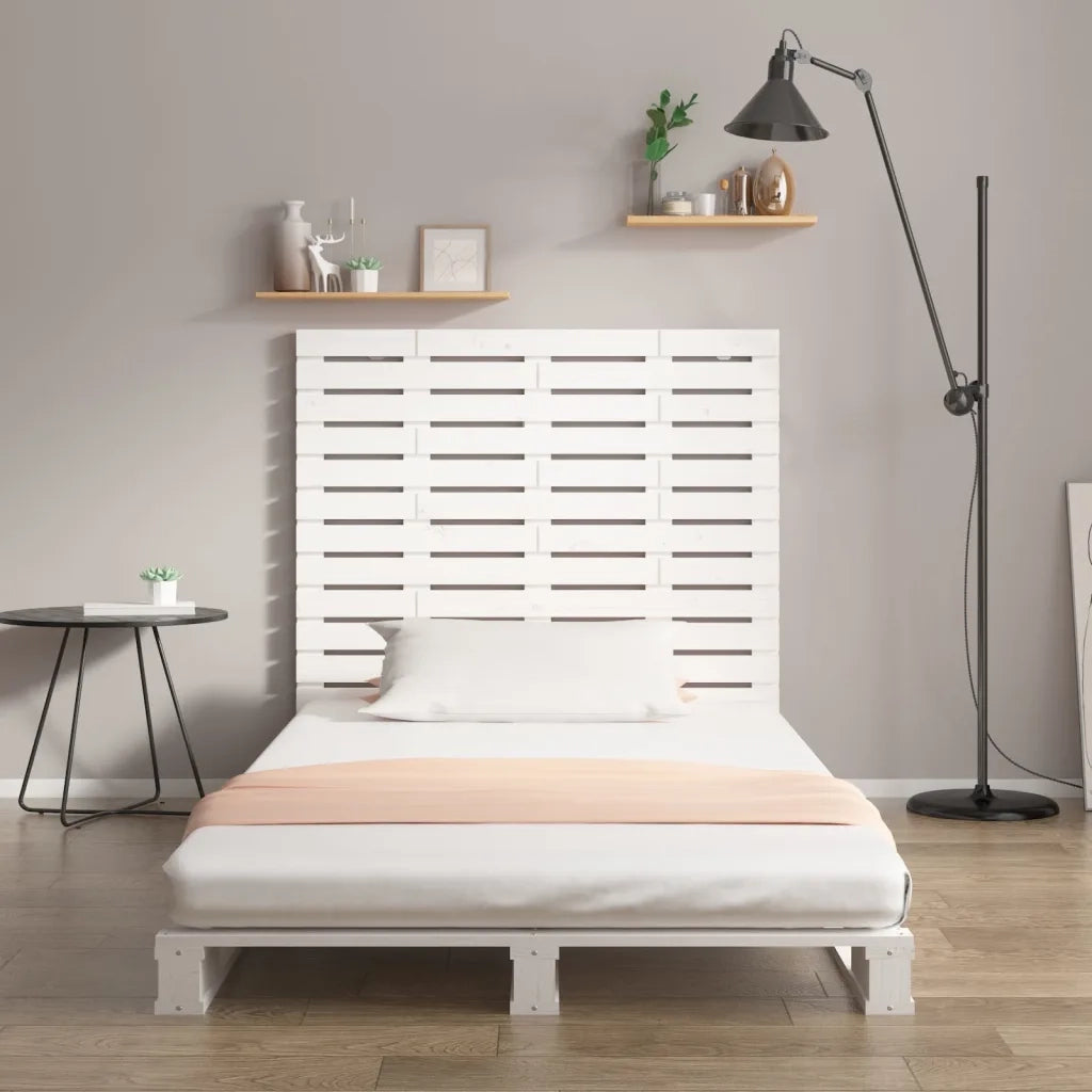 Testiera da Parete-Testiera a Muro-Testata Decorativa Bianca 96x3x91,5 cm Legno Massello di Pino