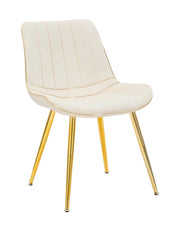 Set 2 Sedie Imbottite 51x59x79 cm in Poliestere Paris Crema e Oro
