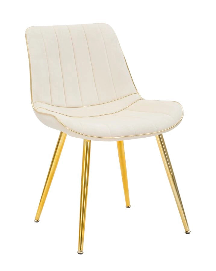 Set 2 Sedie Imbottite 51x59x79 cm in Poliestere Paris Crema e Oro