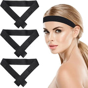 Set di 3 elastici per capelli - 3 cm pennello nero in nylon con chiusura a cerniera antiscivolo (anteriore) + cintura per capelli regolabile