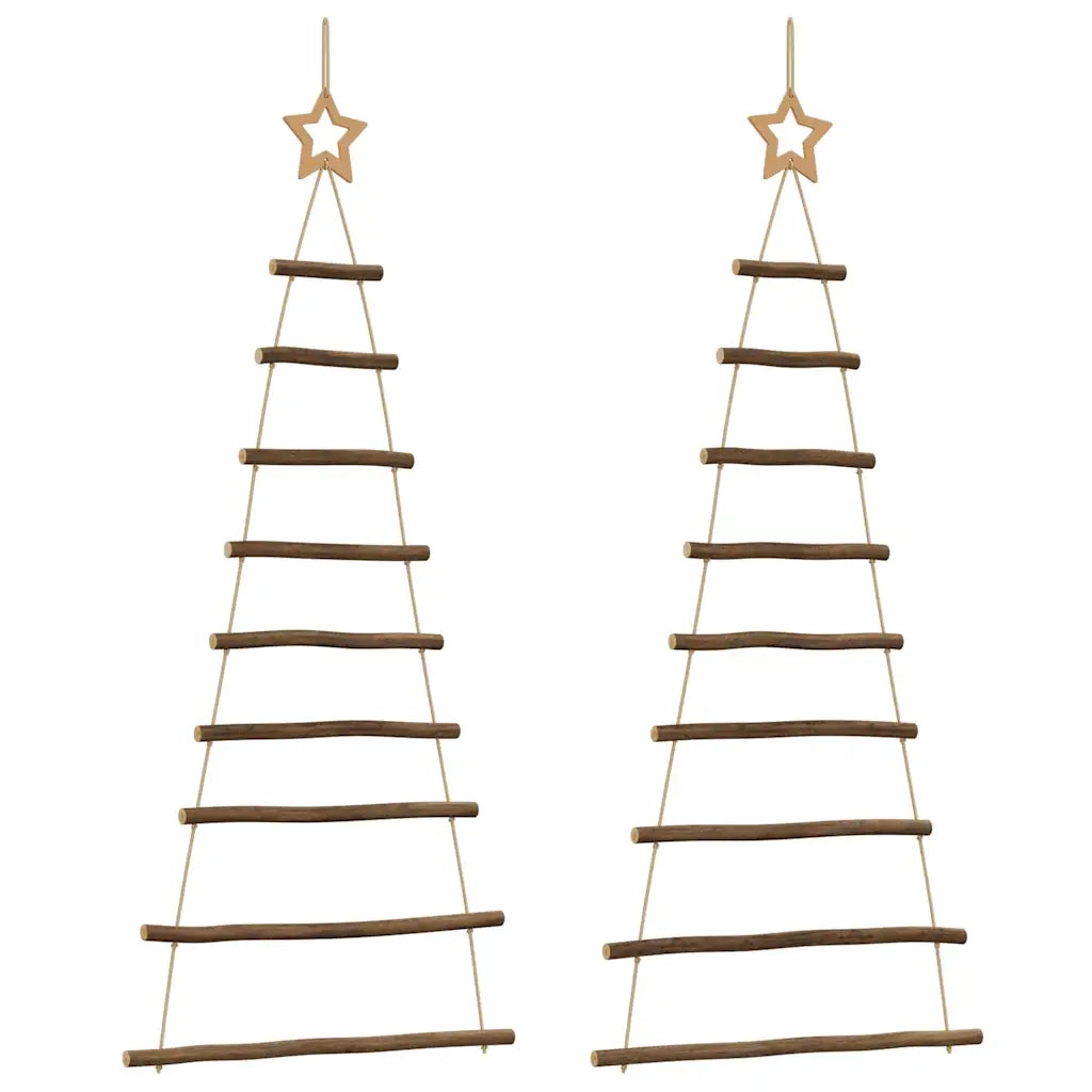 vidaXL Alberi di Natale Sospesi con Stelle 2 pz 55x120cm Ramo Naturale