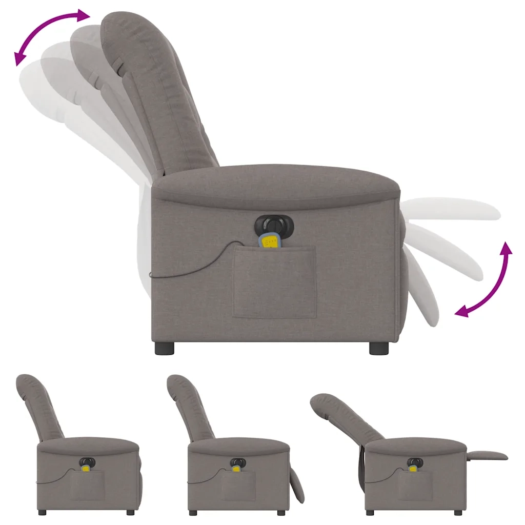 Poltrona Massaggiante | Sedia Relax Reclinabile Elettrica Tortora in Tessuto