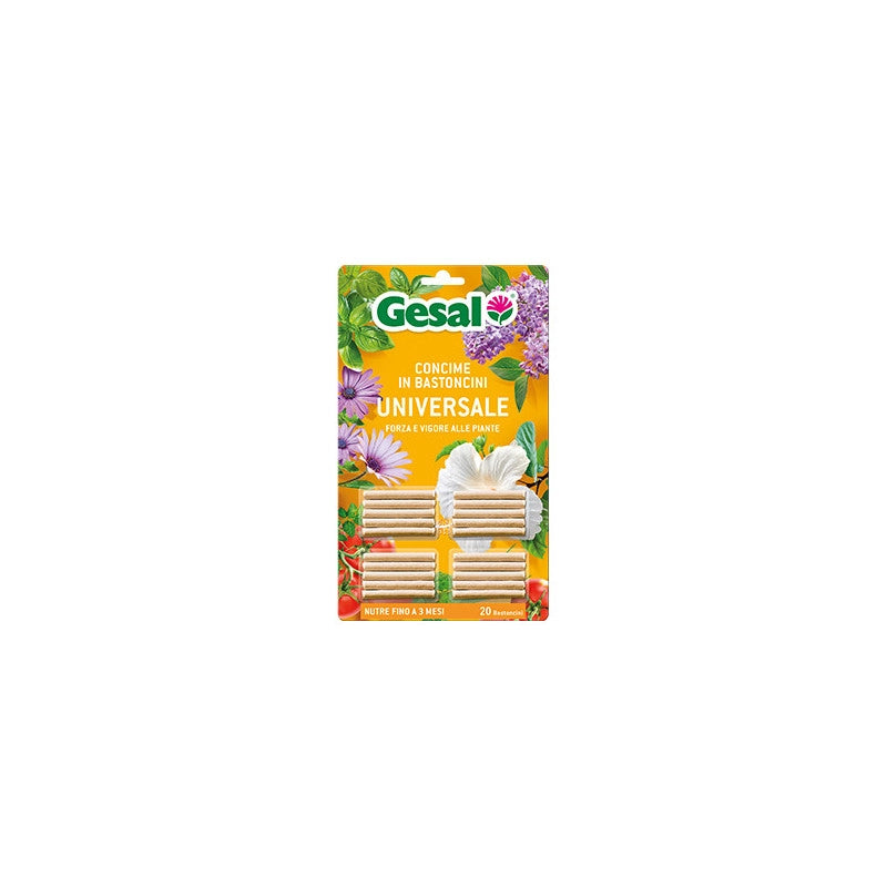 Concime in bastoncini universale – 20 pezzi – GESAL – Nutrimento prolungato per piante in vaso