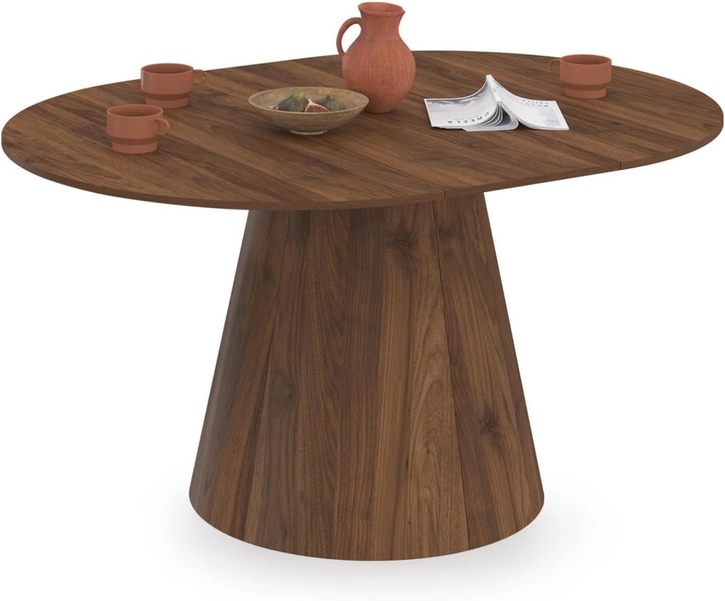 Tavolo da pranzo rotondo allungabile angelo 4-8 persone noce 110-150 cm