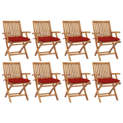 Sedie da Giardino Pieghevoli con Cuscini 8 pz Massello di Teak cod mxl 75210
