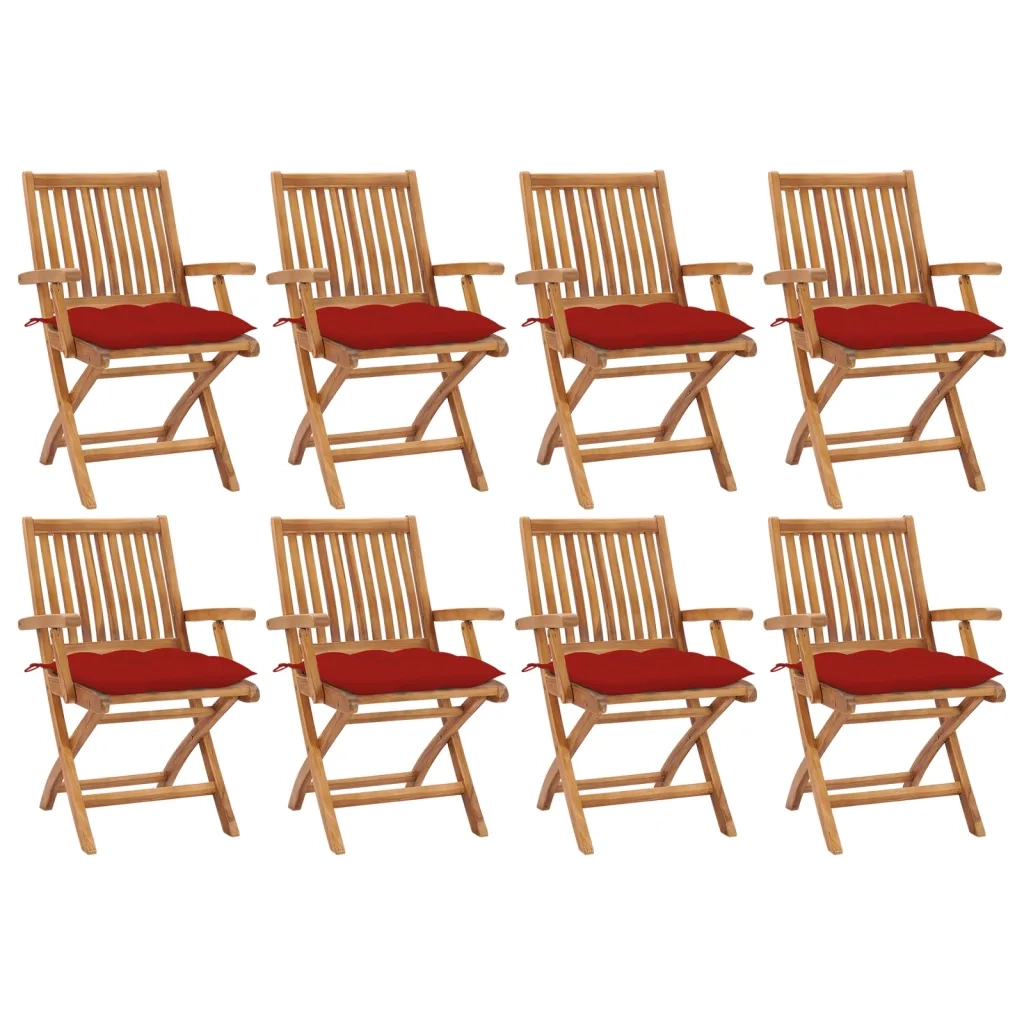 Sedie da Giardino Pieghevoli con Cuscini 8 pz Massello di Teak cod mxl 75210