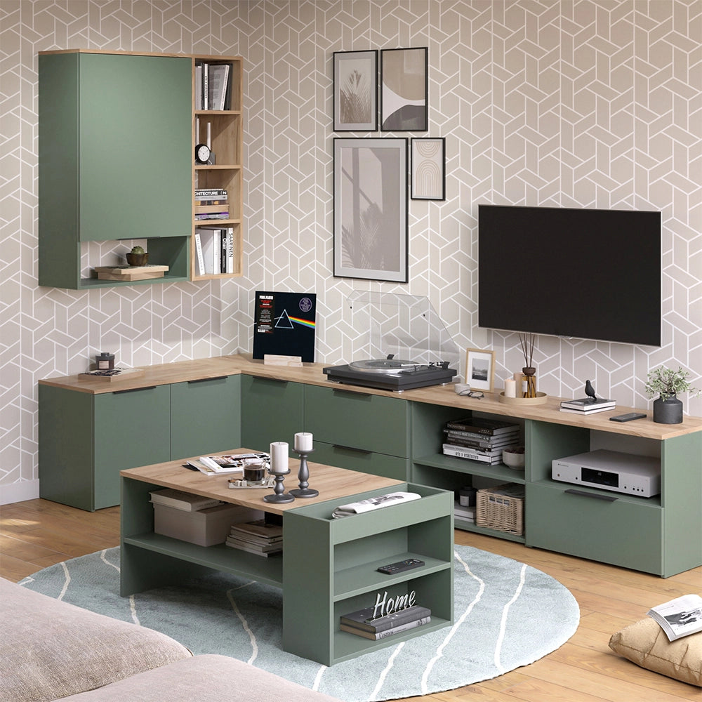 Vicco Tavolino da salotto Verde 100 x 55 cm con ripiani