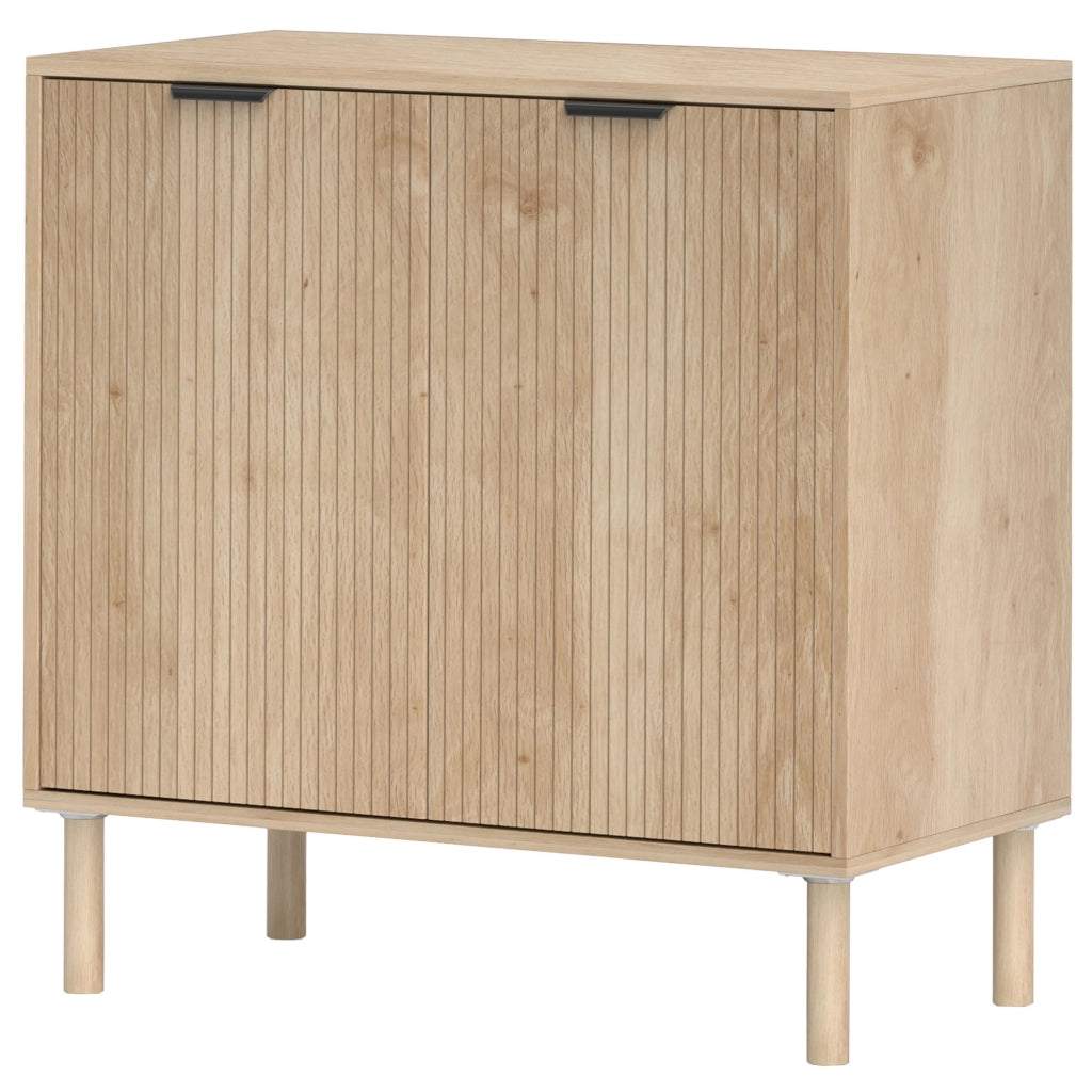 Mobile Contenitore in Legno a 2 Livelli con Ripiano Regolabile su 3 Livelli, 78x40x77.5 cm, color Rovere