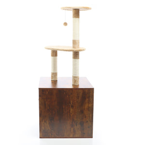 Fudajo Albero tiragraffi Design con box in legno marrone Mobile multifunzione con toilette gatti