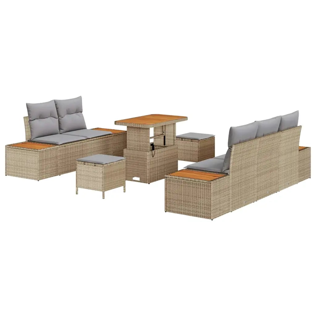 Set Divano da Giardino 8 pcs Beige polyrattan