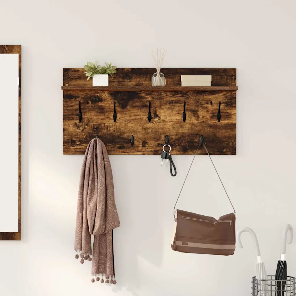 Appendiabiti a muro A parete Rovere fumé 80 x 40 x 12 cm 874439