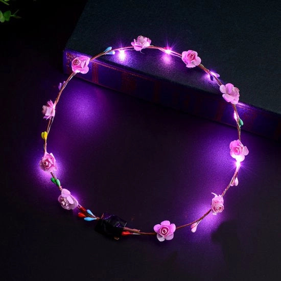 Corona LED per capelli, adatta per ragazze, donne, spose, spiaggia, viaggi, decorazioni per capelli - rosa.